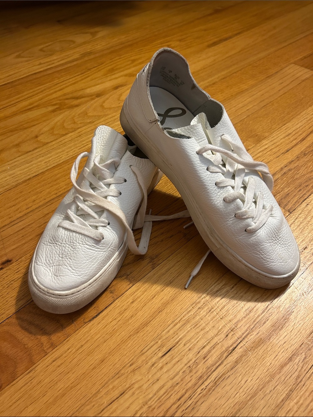 Sam Edelman White “Poppy” Leather Lace-Up Sneakers size 9M